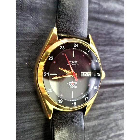 Rare Vintage Citizen Automatic Black Pattern 12-24hr Dial Watch 8200-4 Serviced - Picture 6 of 11